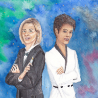 Thirteen and Martha in James Bondesque suits